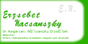 erzsebet macsanszky business card